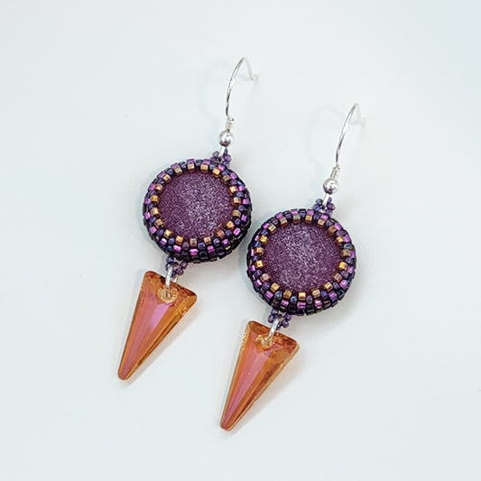 Apollonia Glitter Violet Crystal Spike Dangle Earrings