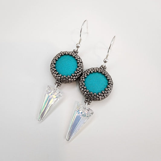 Aqua Magic Crystal Spike Dangle Earrings